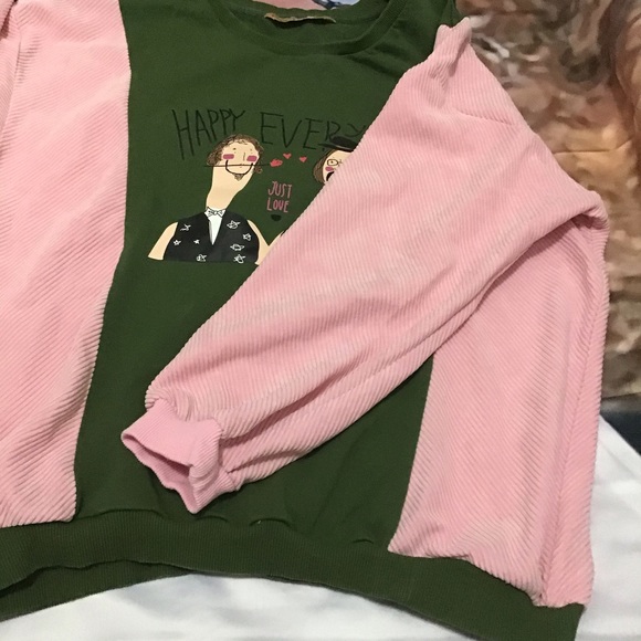 ELF SACK Boho Color Block Corduroy Crew Tee RARE - Picture 8 of 16